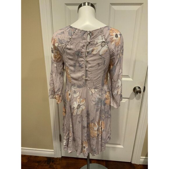 Free People Light Purple Floral Print V-Neck Mini Dress, Size 2 - Picture 4 of 5